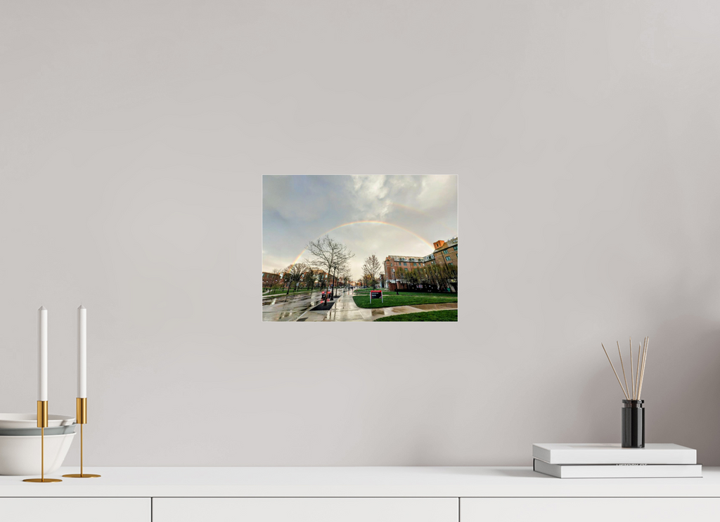 12 x 9″, Standard Double Rainbow over OSU on Acrylic Glass