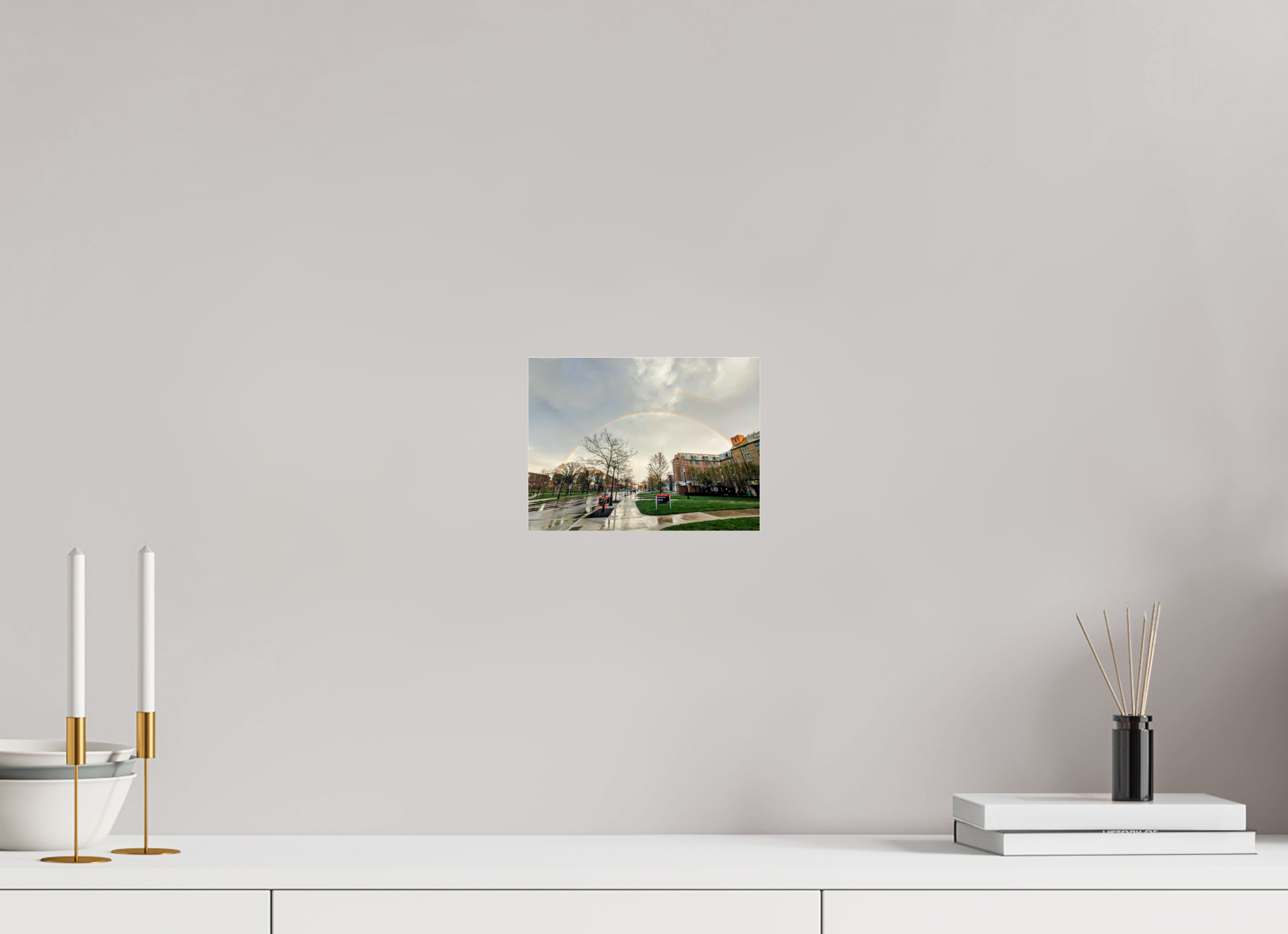 8 x 6″, Standard Double Rainbow over OSU on Acrylic Glass